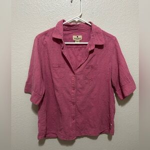 Woolrich Textured Cotton Button Down Shirt – Rouge Pink, Size Large